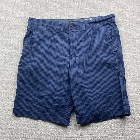 Tommy Hilfiger Mens 36 Bermuda Shorts Navy Blue Plaid Custom Fit Casual Summer - Picture 1 of 12